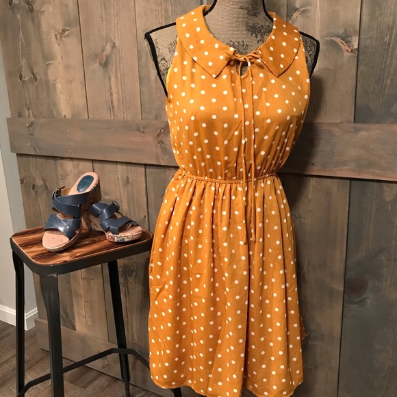 Dresses & Skirts - Mustard yellow polka dotted dress
